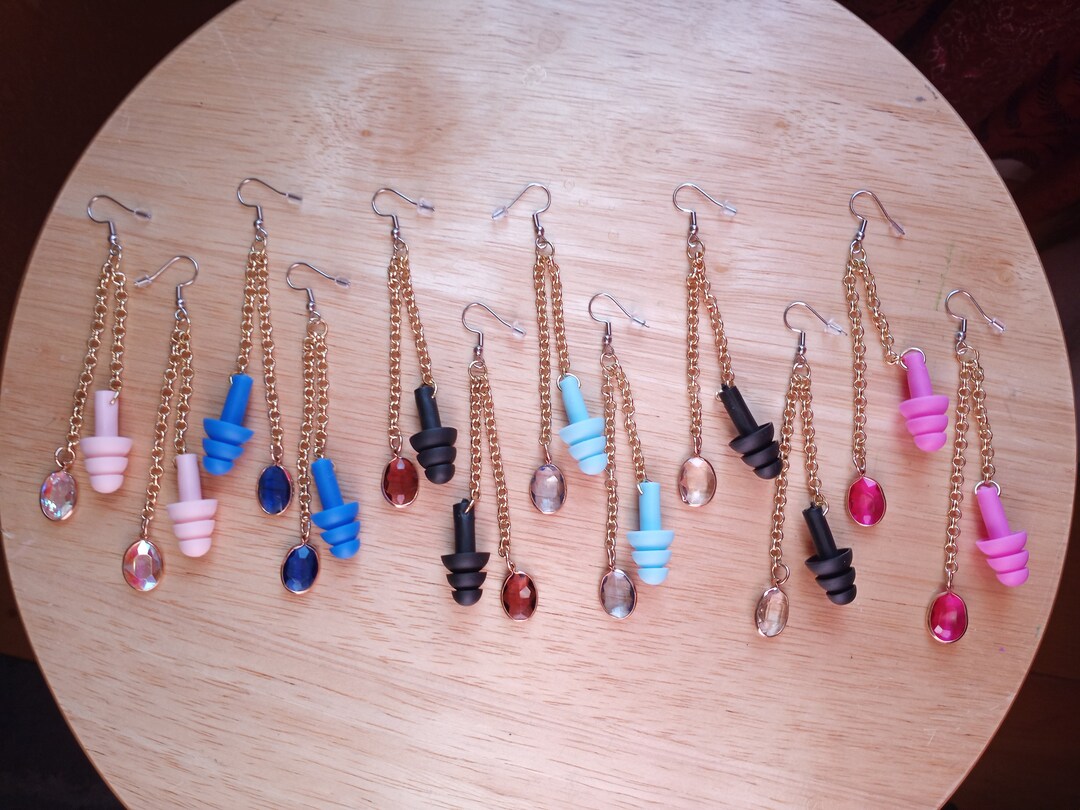 Multiple Colors Earplug Earrings Earring W/ Ear Plugs & Gems Bass