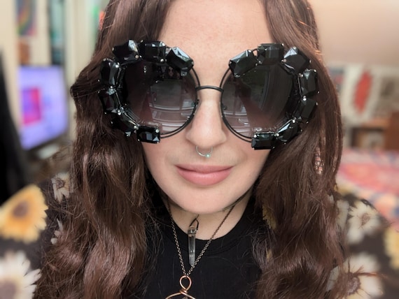 MIDNIGHT RIDER - Oversized Circle / Round Sunglasses W Black  display picture 1
