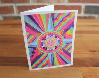 Directions #118 - Single Rainbow Compass Rose Birthday Greeting Card / Thank You Card - Greeting Cards Blank Inside for Any Occasion