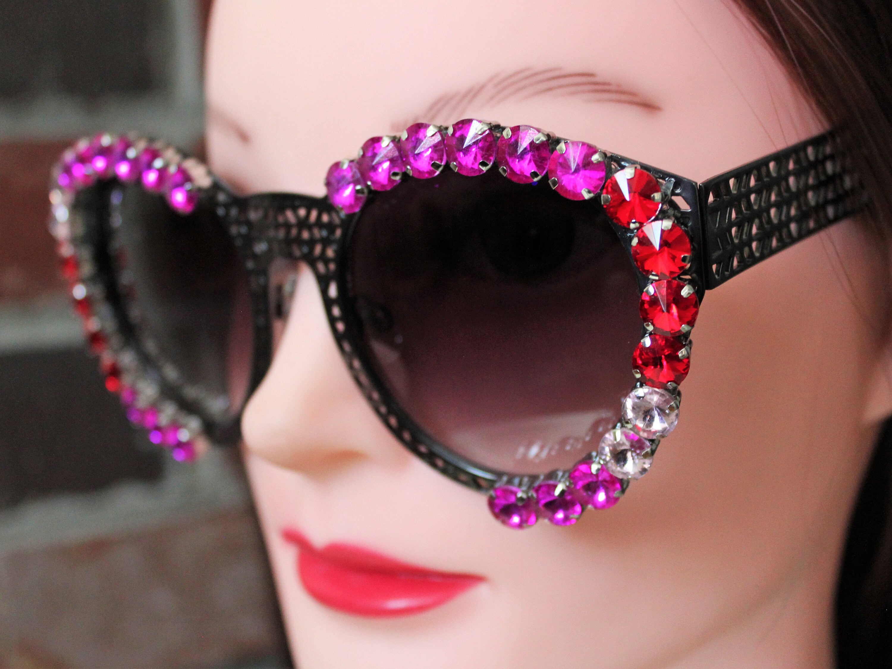 Pink rhinestone sunglasses on sale