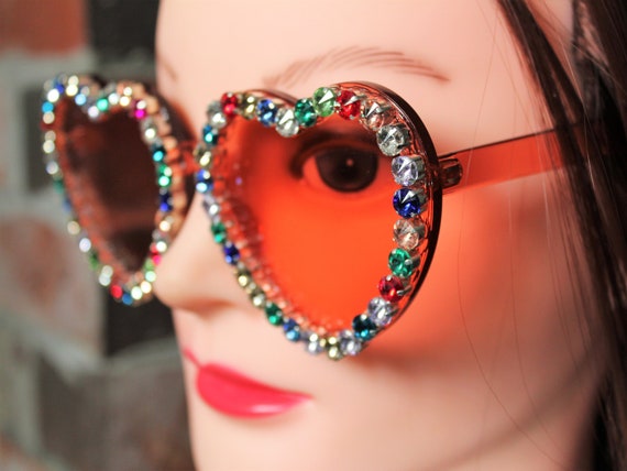 2pcs Heart Shaped Sunglasses For Women Vintage Cat Eye Sunglasses Mod  Wedding Sunglasses | Fruugo SA