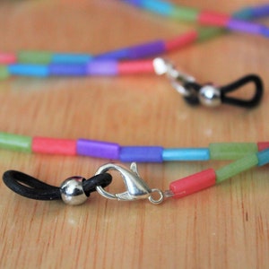 Neon Rainbow Beaded Glasses / Mask Chain - Colorful Seed Bead Sunglasses Chain - Stylish Eyewear Accessories