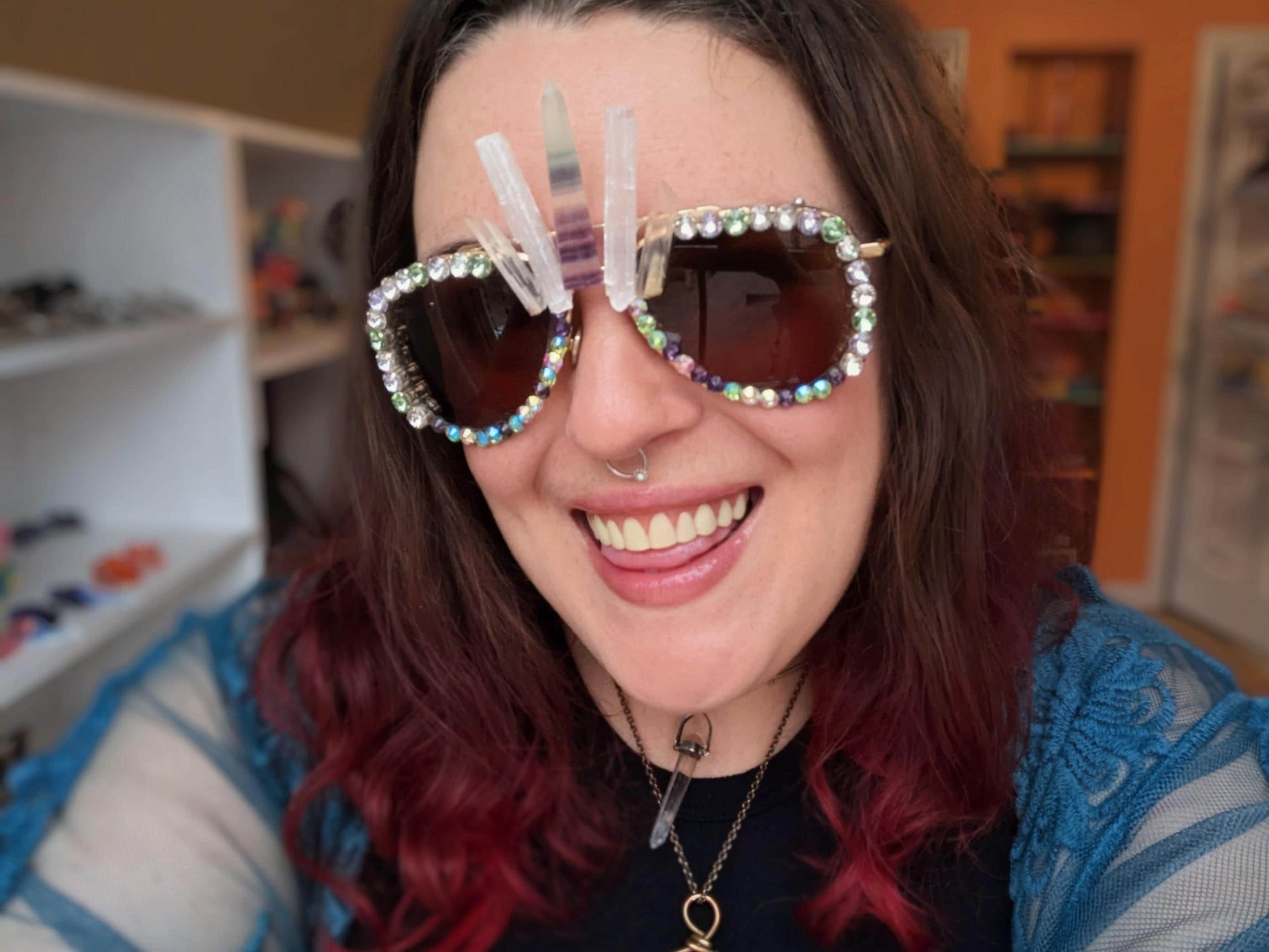 Third Eye Glasses - Fluorite, Selenite, & Quartz W Glass  display picture 2