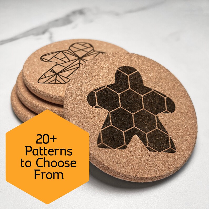 Meeple Board Game Coasters - Great for board gamer gifts or for your board game room! 20 designs! (set of 4)