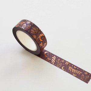 Washi Tape/ Craft Tape- Brown Earthy Metallic Copper Mystical Tarot Crystals