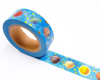Washi Tape/ Craft Tape- Planets/ Universe/ Galaxy/ Outer Space with Gold Stars
