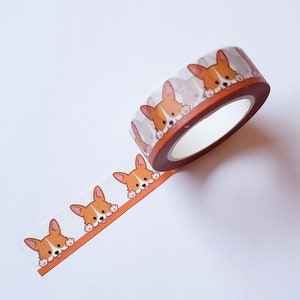 Washi Tape/ Craft Tape- Cute Peeking Corgi