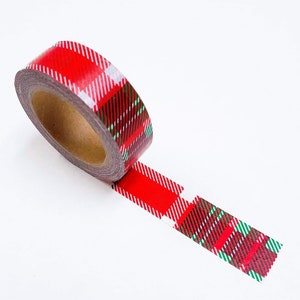 Washi Tape/ Craft Tape- Christmas Red/Green Tartan Plaid