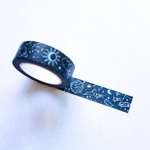 Washi Tape/ Craft Tape- Black/Blue and Holographic Space/Stars/Astronomy/Astrology