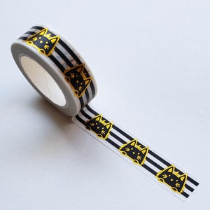 Washi Tape/ Craft Tape- Gold Cats with Black Stripes