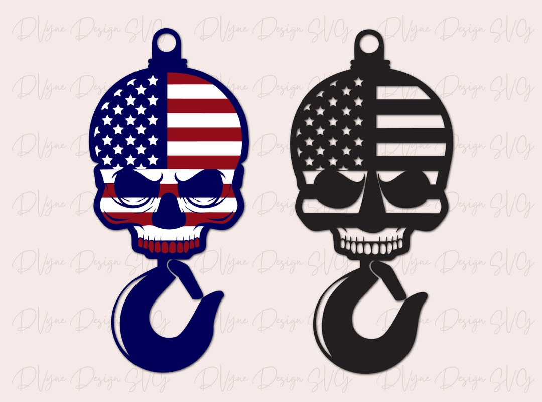 Crane Operator Skull American Flag Ball and Hook SVG Digital Cut File ...