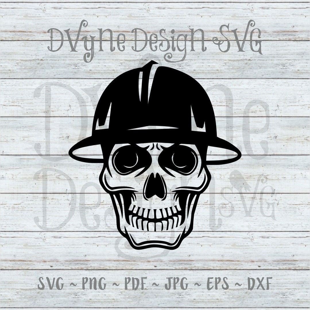 Skull Hard Hat SVG, Construction Worker Skull Vinyl Cut File for