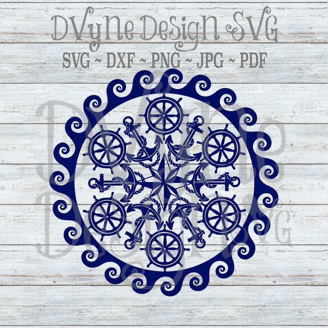 Nautical Mandala SVG Anchor and Ship's Wheel Digital Cut | Etsy