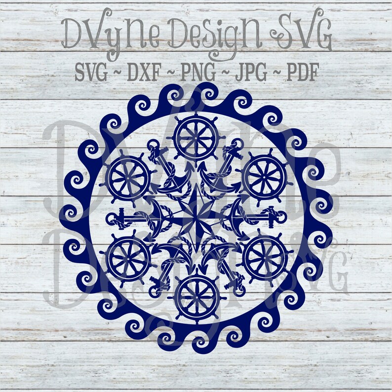 Download Nautical Mandala SVG Anchor and Ship's Wheel Digital Cut ...