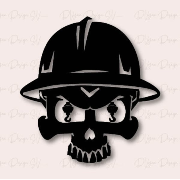 Crane Operator Skull Hard Hat SVG, Crane Operator or Rigger T-Shirt Digital Cut File for Silhouette or Cricut, Construction Worker PNG