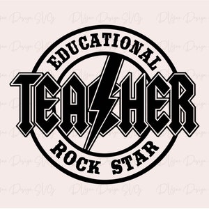 Teacher SVG, Teacher Rock Star Vinyl Cut File for Silhouette or Cricut, Teacher Gift Ideas, Teacher Rock Star PNG, Instant Download