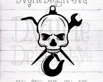 Ironworker SVG, Crane Ball Skull con Sleever Bar e Spud Wrench SVG, Ironworker Tools Digital Clipart, Construction Skull, Download istantaneo