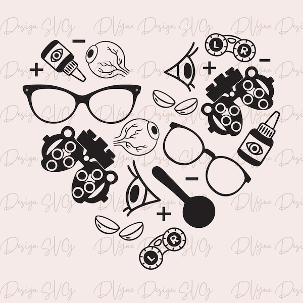 Optometry SVG, Optometry Icons Vinyl Cut File for Silhouette or Cricut, Optometry PNG for Sublimation, Instant Download