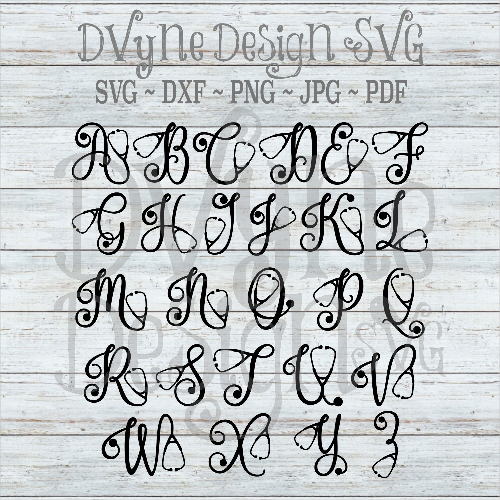Stethoscope Font - Etsy
