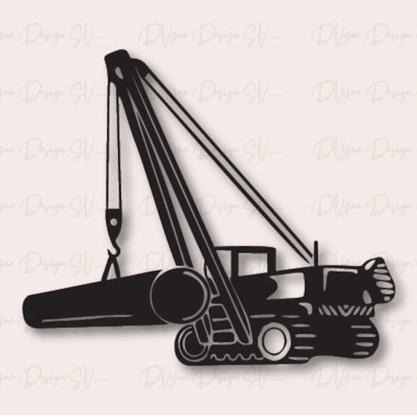 Pipeliner Sideboom SVG, Pipeline Operator SVG, Construction Equipment SVG for Silhouette or Cricut Machines, Instant Download