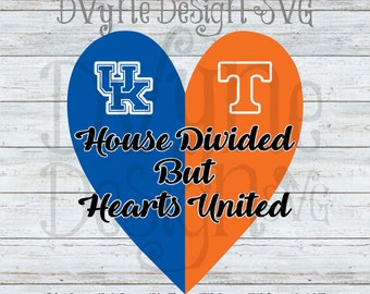 House Divided but Hearts United SVG, Kentucky and Tennessee House Divided Digital cut file for Silhouette or Cricut, Instant Download