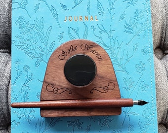 Personalized Calligraphy Inkwell and Pen Holder - Great Gift Item