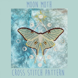 PATTERN! 'Moon Moth' cross stitch pattern PDF instant download