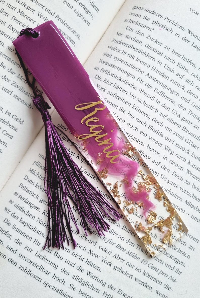 Personalized bookmark, gift, small item, bookworm, handmade, bookmark, reading aid, small gifts, April 4th Art Purpur