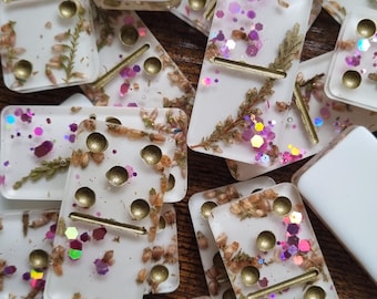 Dominosteine aus Harz frühlings geschenke geburtstag glitzer liebe mit Getrocknete Blumen