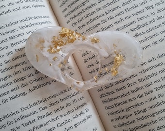 Book page holder / thumb book holder with gold resin flakes / lightweight book opener / bookmark / book lover