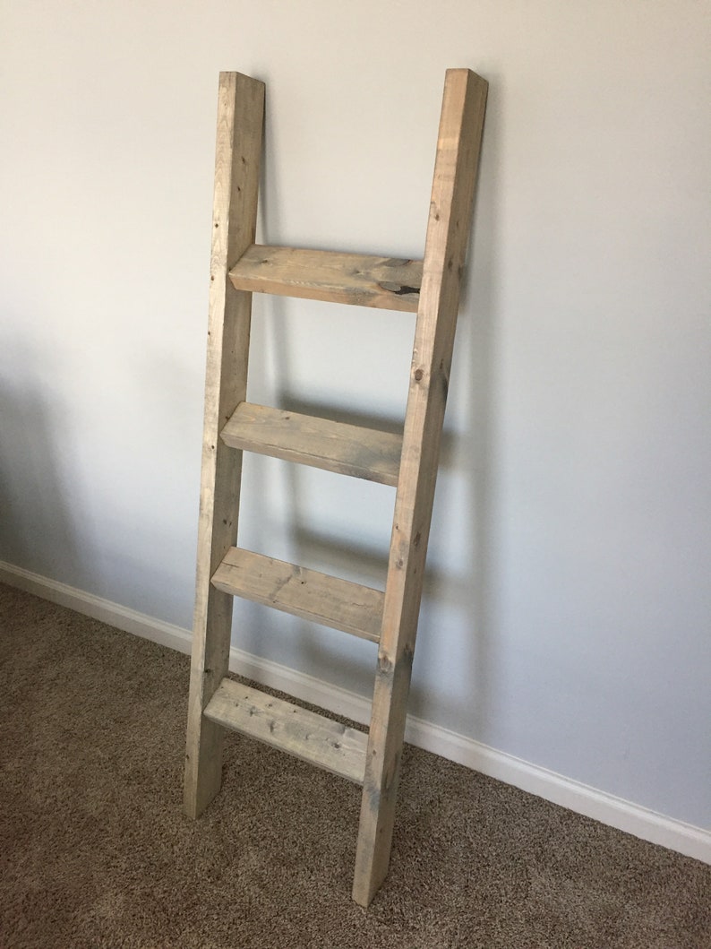 Farmhouse Ladder, Blanket Ladder, Quilt Ladder, Bedroom Blanket organizer, Rustic Decor, Farmhouse, Organizer 5ft image 9