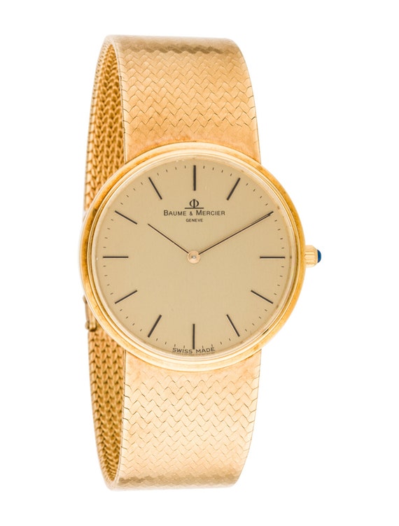 baume et mercier 18k gold vintage mens watch