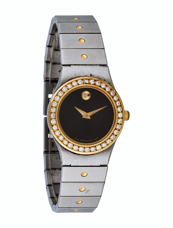 Movado Museum Diamond And 18k Gold Ladies Watch With Black Etsy