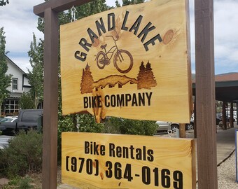 X-LARGE ANY DESIGN Carved Business Signs : Live Edge Slab Limited Rustic Carved Woodburn Handcrafted Wood Sign with logo farm office outdoor