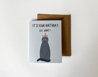 猫の誕生日カード、面白い誕生日カード、猫好き、猫ママ、白紙の誕生日カード、グリーティングカード