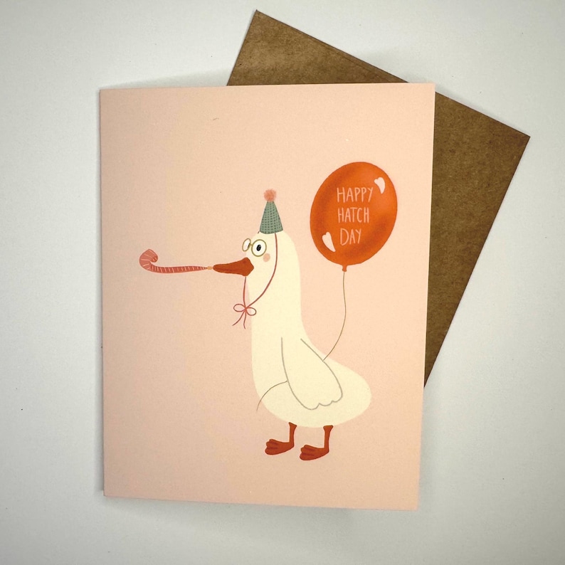 Biglietto di auguri di compleanno con oca, gioco di parole sull'oca, biglietto di auguri vuoto formato A2 immagine 1