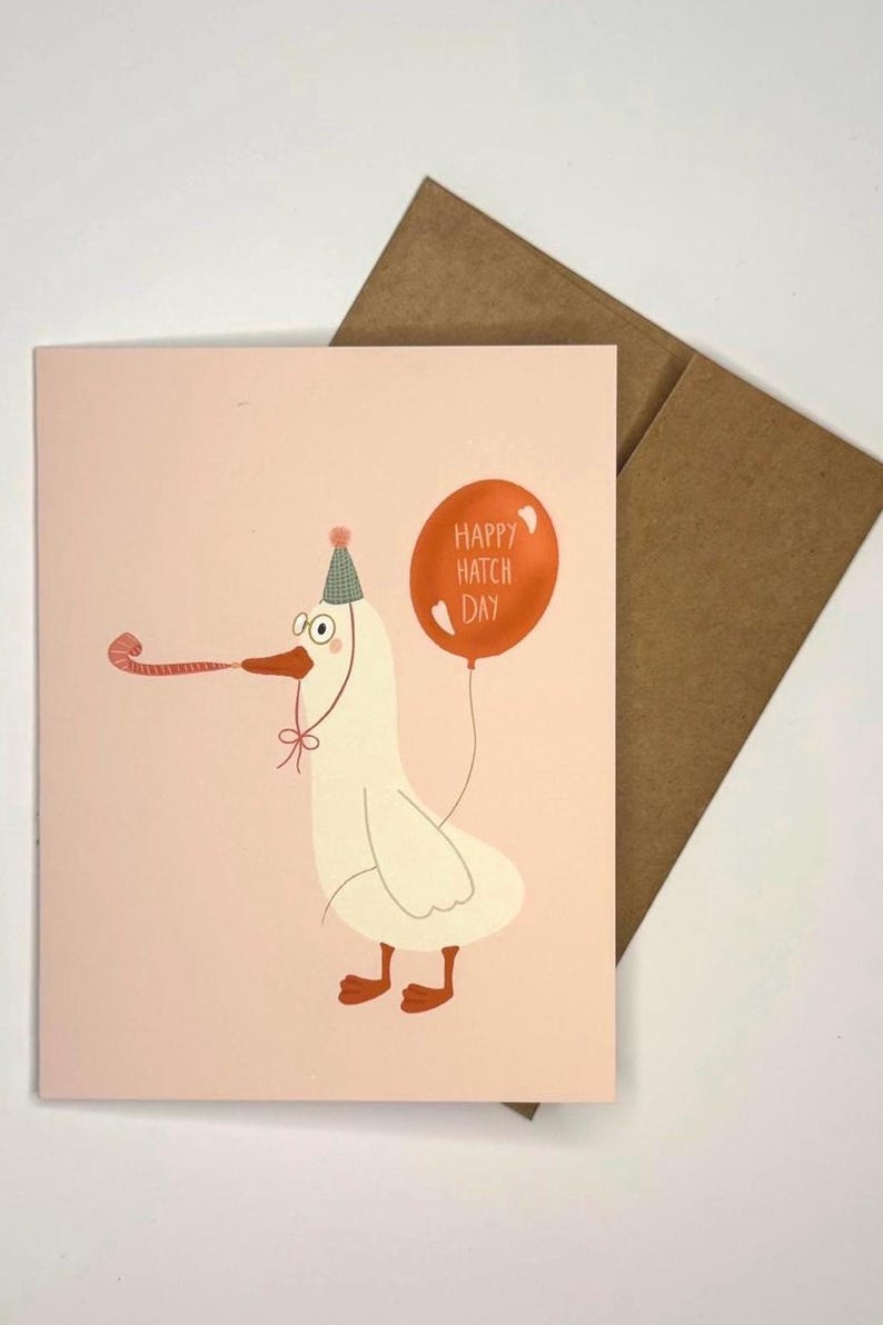 Biglietto di auguri di compleanno con oca, gioco di parole sull'oca, biglietto di auguri vuoto formato A2 immagine 2