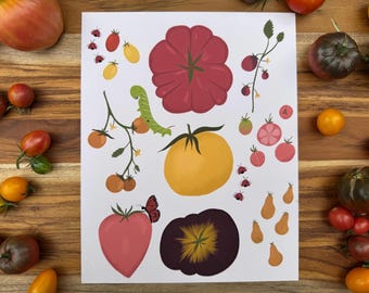 Stampa artistica di pomodoro 8X10, decorazioni per la cucina, arte da giardino, stampa artistica senza cornice