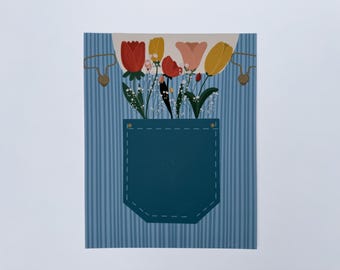 チューリップの花柄 8x10 アートプリント、ポケットいっぱいの太陽、春の装飾、気まぐれなウォールアート、フレームレスアートプリント