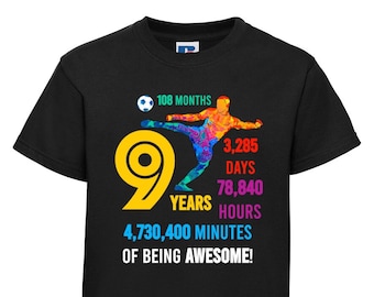 9 Years Old Awesome Tee, 9 Year Old Birthday T-Shirt, 9th Birthday, Kids Birthday Gift
