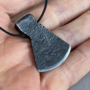 Axe Pendant - hand forged from a bolt | Rustic Nordic Jewelry | Unique Gift for Him | Medieval Iron Necklace | Artisan Blacksmith Charm
