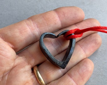 Hand Forged Heart - pendant / necklace / ornament / charm / fidget toy