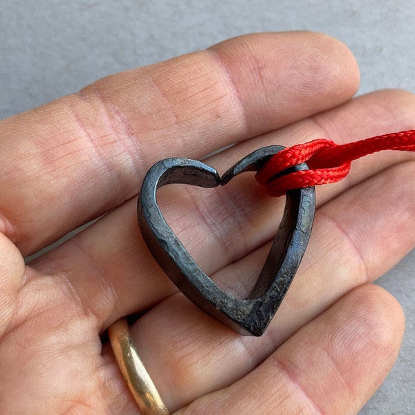 Hand Forged Heart - pendant / necklace / ornament / charm / fidget toy