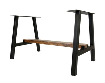 The 'Timberline' Metal Table Base: MATTE BLACK, Dining and Bar Table Legs, DIY Trestle Table Frame, w/Leveling Feet