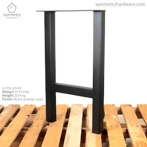 H-Frame custom metal table leg Matte Black powder coat