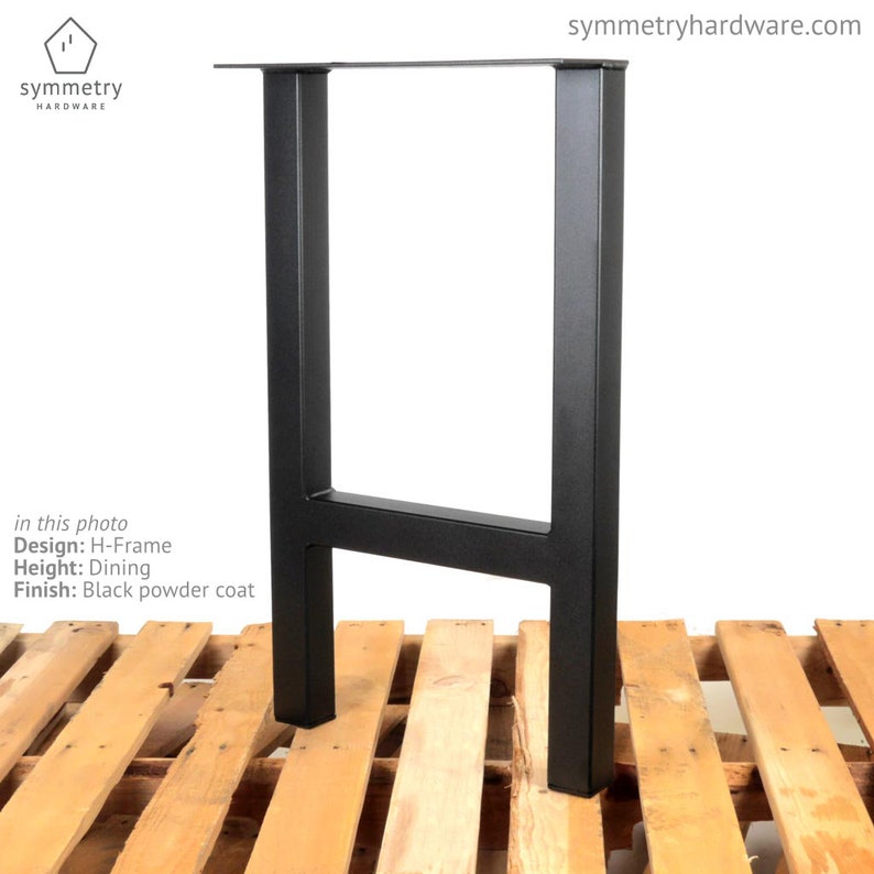 H-Frame custom metal table leg Matte Black powder coat