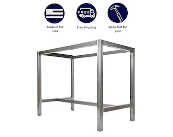 The 'Mesa' Metal Table Base: MATTE BLACK, Full Frame Steel Dining or Bar Table Base, DIY Table Legs, w/Leveling Feet
