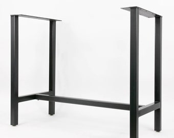 The 'Chassis' Metal Table Base: MATTE BLACK, Steel Console, Dining or Bar Table Legs, DIY Table Frame, w/Leveling Feet