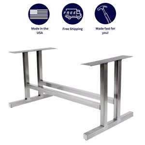 The 'Continental' Metal Table Base: MATTE BLACK, Steel Table Legs, Dining Table Base, DIY Table Legs, w/Leveling Feet