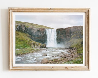 Iceland Waterfall, Iceland Photography, Seydisfjordur, Waterfall Photo, Fine Art Print, Iceland Wall Art, Nature Home Decor, Landscape Photo